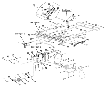 Page A Diagram and Parts List for  Ryobi Table Saw