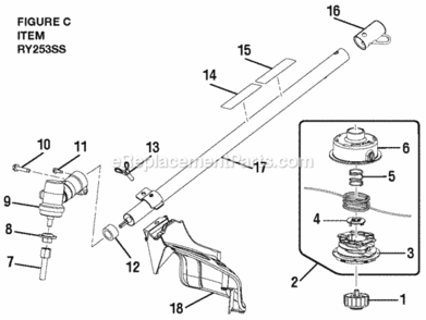 Part Location Diagram of 308035047 Homelite STRAIGHT SHAFT ASSEMBLY