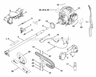 Upper_BoomHandle_Assembly Diagram and Parts List for  Ryobi Trimmer