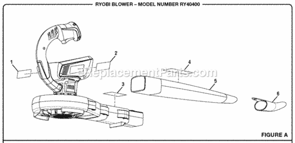 Page A Diagram and Parts List for  Ryobi Leaf Blower / Vacuum