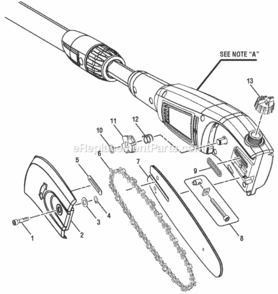 Page A Diagram and Parts List for  Ryobi Pole Saw
