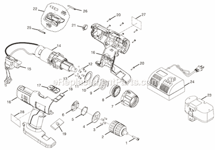 Page A Diagram and Parts List for  Ryobi Cordless Drill