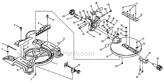 Page B Diagram and Parts List for  Ryobi Miter Saw