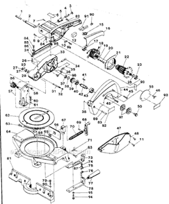 Page A Diagram and Parts List for  Ryobi Miter Saw
