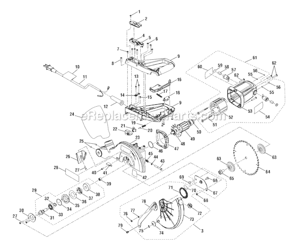 Page A Diagram and Parts List for  Ryobi Miter Saw