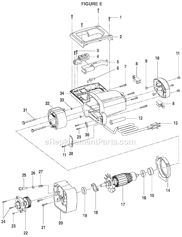Page E Diagram and Parts List for  Ryobi Miter Saw