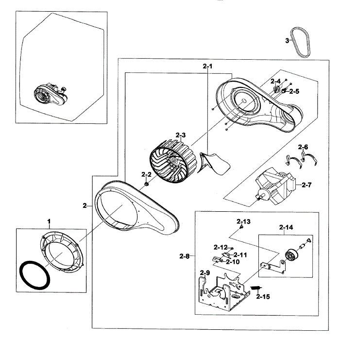 Motor Assembly Diagram and Parts List for DV520AGP XAA-02 Samsung Dryer