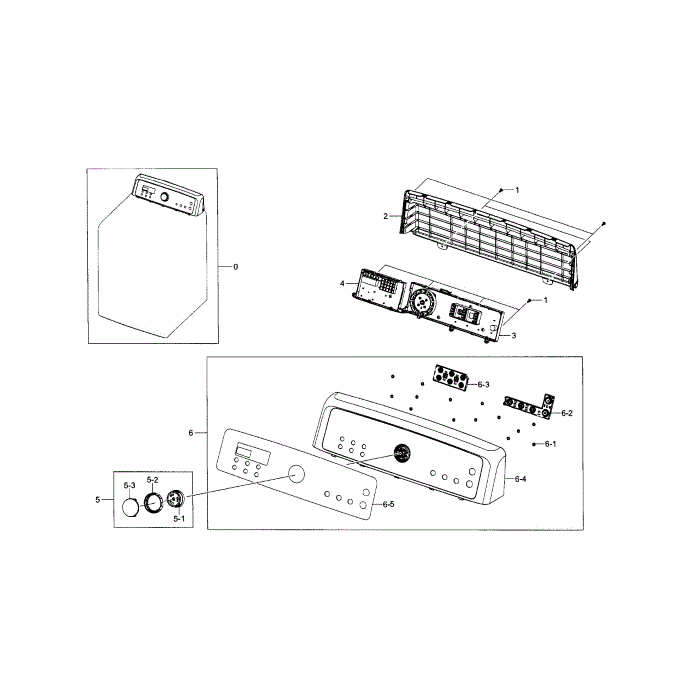 Control Panel Diagram and Parts List for DV5471AGP XAA-01 Samsung Dryer