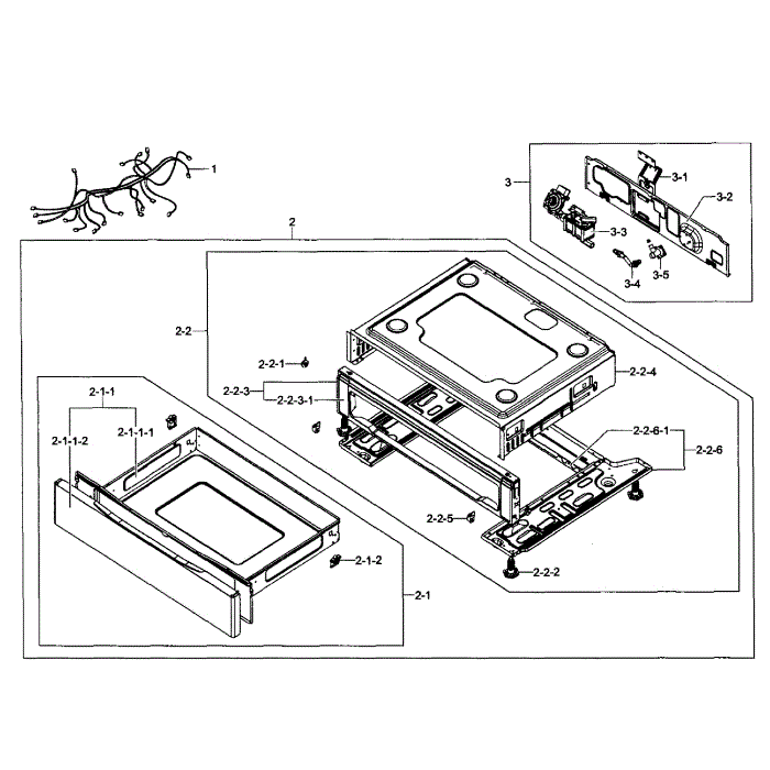 Drawer Assembly Diagram and Parts List for NX58F5300SS AA-00 Samsung Range
