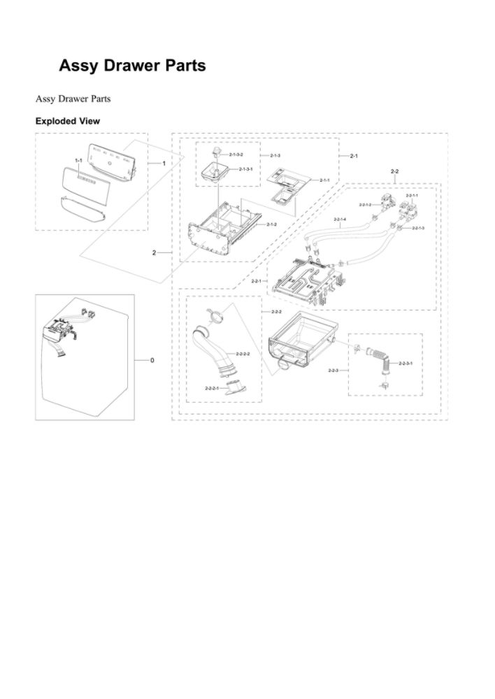 Drawer Parts Assembly Diagram and Parts List for US-00 Samsung Washer
