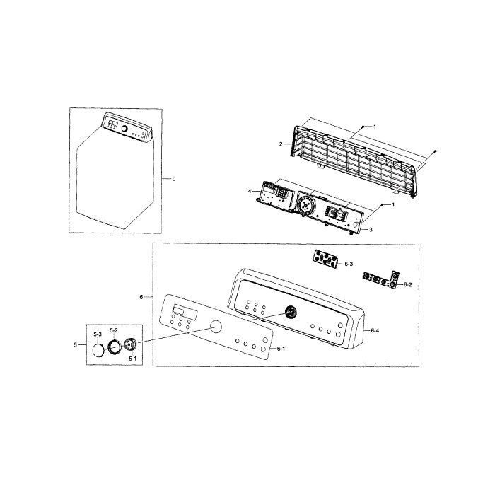 Control Panel Diagram and Parts List for DV5471AGP XAA-02 Samsung Dryer