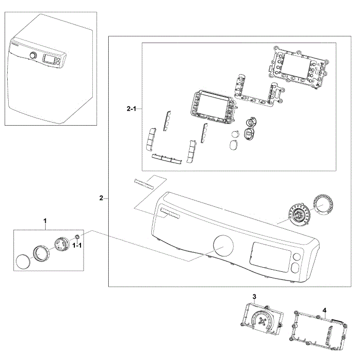 Control Panel Diagram and Parts List for DV520AGP XAA-01 Samsung Dryer