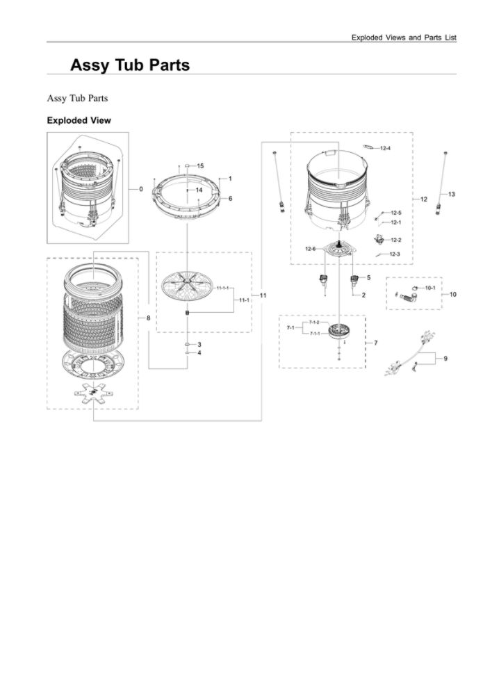 Tub Assembly Diagram and Parts List for US-00 Samsung Washer