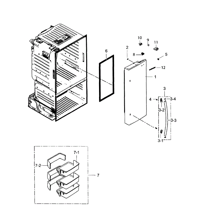 Right Door Diagram and Parts List for AA-01 Samsung Refrigerator