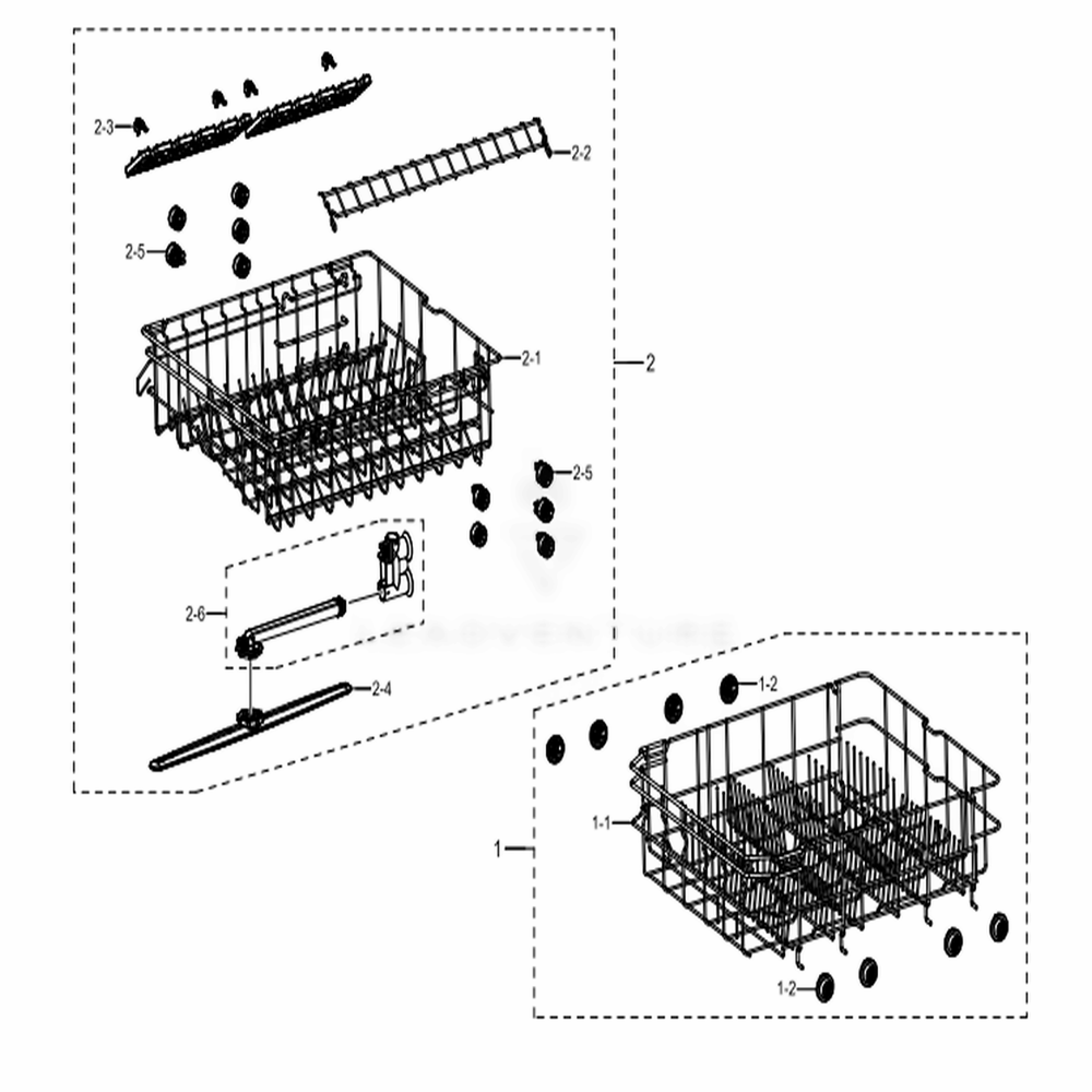 Assembly Basket Diagram and Parts List for (AC)(0000) Samsung Dishwasher