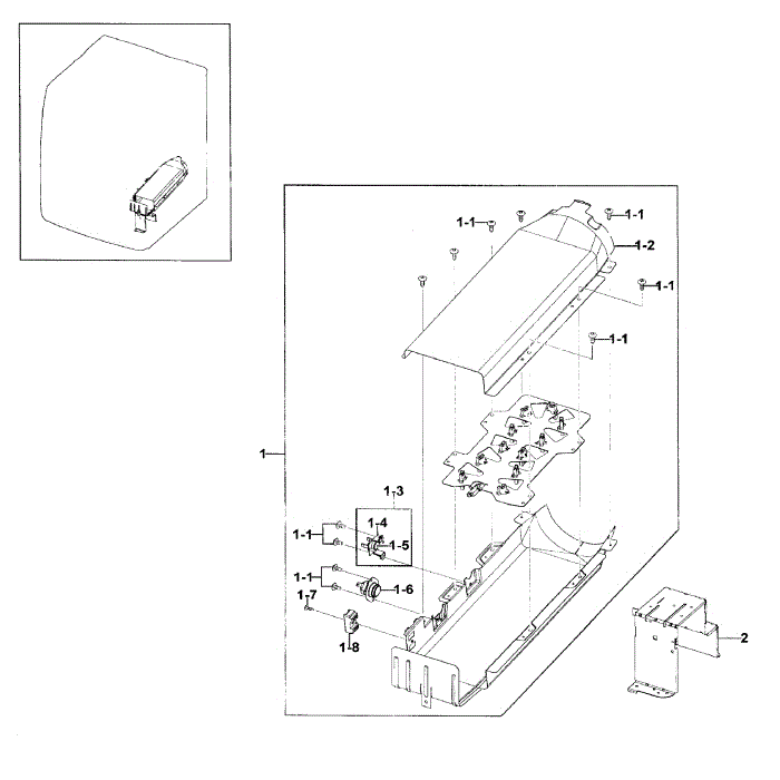 Heater Assembly Diagram and Parts List for DV511AER XAA-01 Samsung Dryer