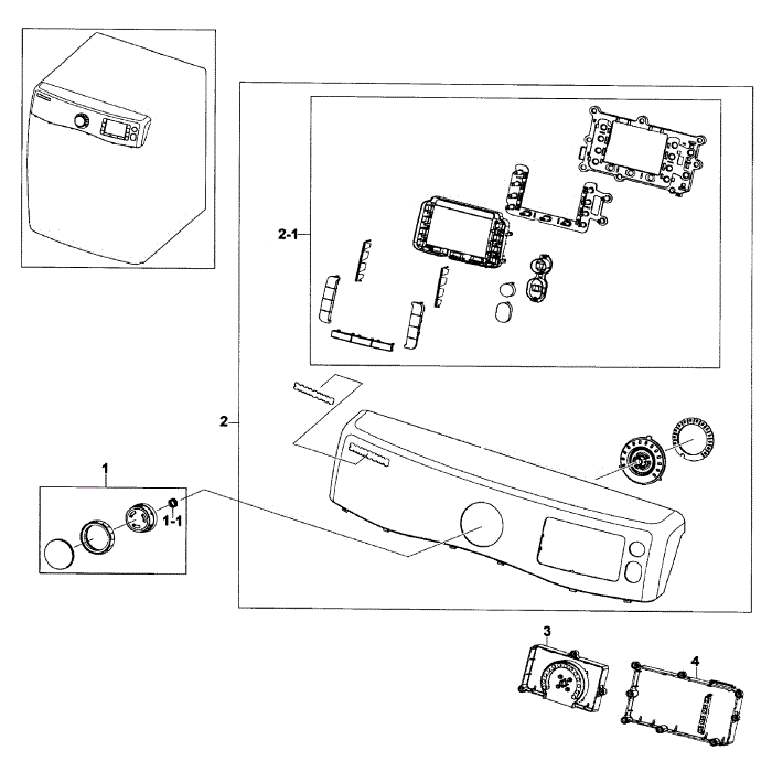 Control Panel Diagram and Parts List for DV520AGP XAA-02 Samsung Dryer