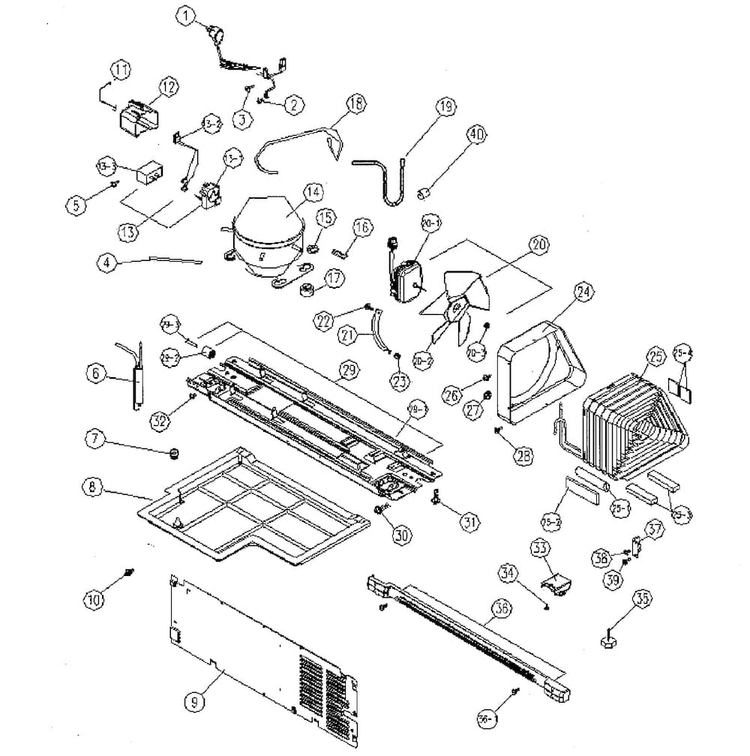 Machine Room Diagram and Parts List for 11161215610  Kenmore Refrigerator