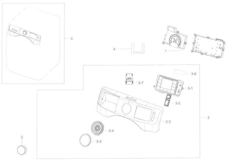 Control Panel Diagram and Parts List for A2-0000 Samsung Washer
