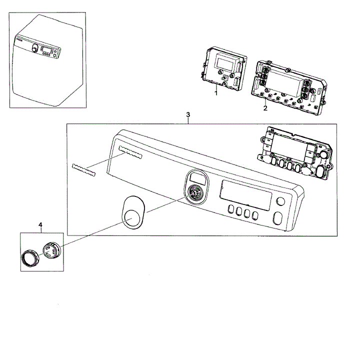 Control Panel Diagram and Parts List for DV448AEW XAA-02 Samsung Dryer
