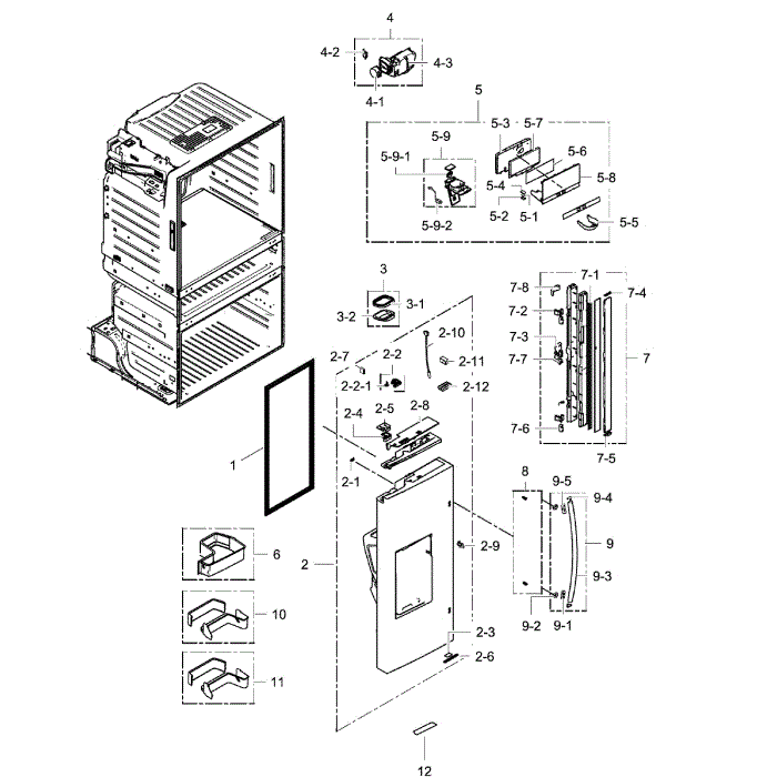 Fridge Door L Diagram and Parts List for AA-00 Samsung Refrigerator