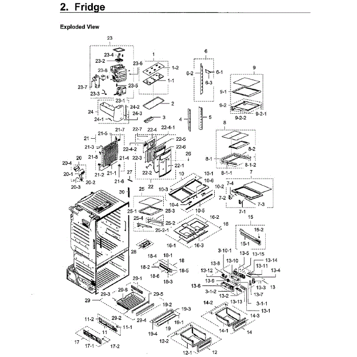 Fridge Diagram and Parts List for RF28HFEDBWW AA-08 Samsung Refrigerator