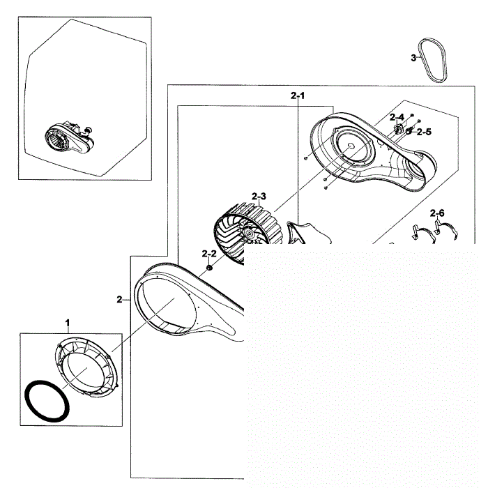 Motor Assembly Diagram and Parts List for DV520AGP XAA-03 Samsung Dryer