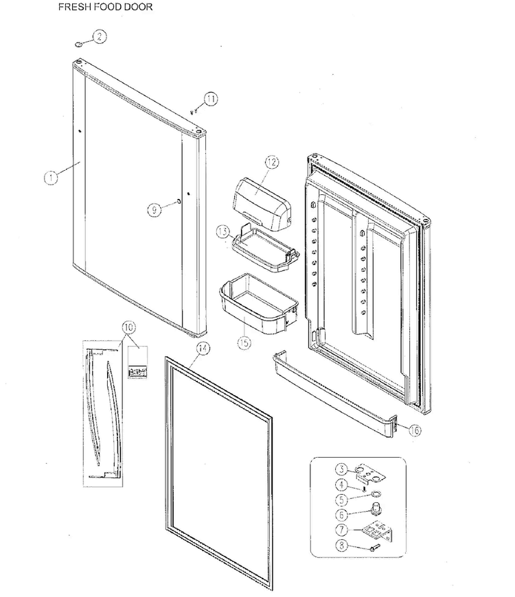 Door Diagram and Parts List for 11161219610  Kenmore Refrigerator