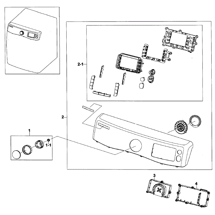 Control Panel Diagram and Parts List for DV520AEP XAA-02 Samsung Dryer