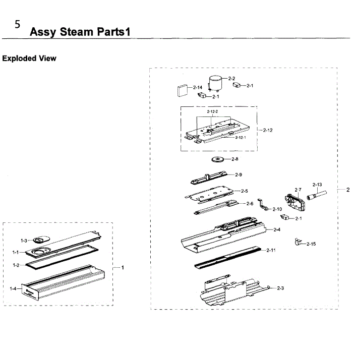 Steam 1 Diagram and Parts List for AA-00 Samsung Wall Oven