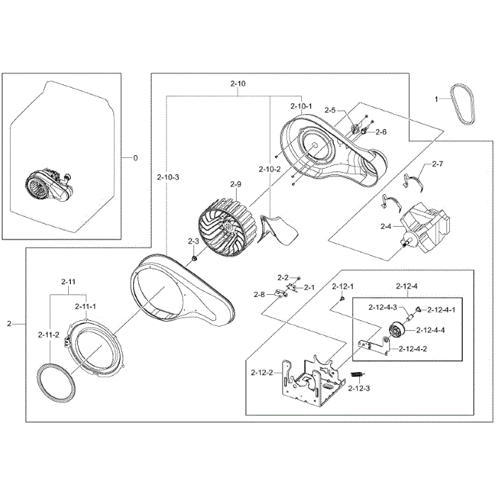 Motor Duct Diagram and Parts List for DV50K8600GV A3-01 Samsung Dryer