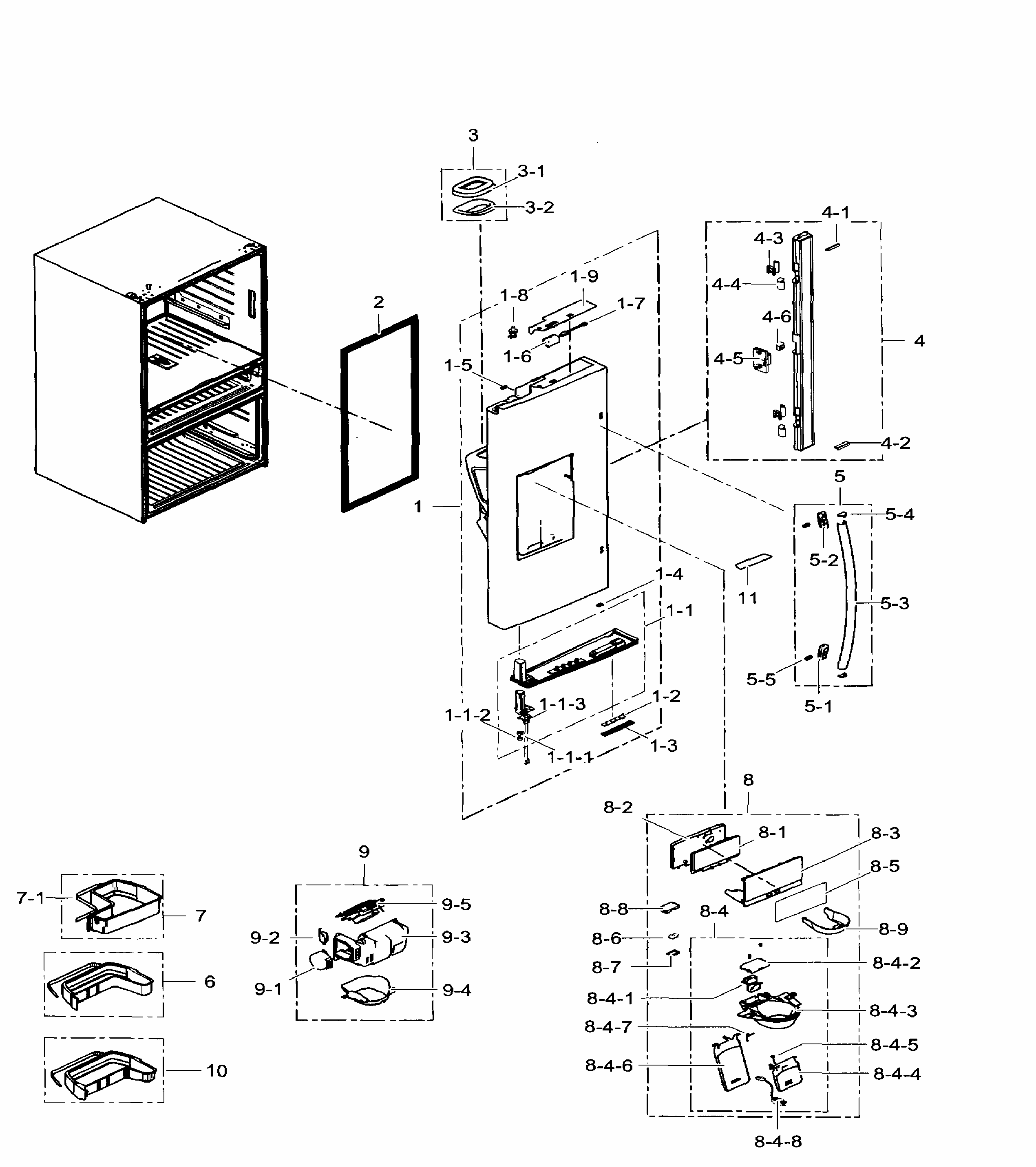 Left Door Diagram and Parts List for AA-0003 Samsung Refrigerator