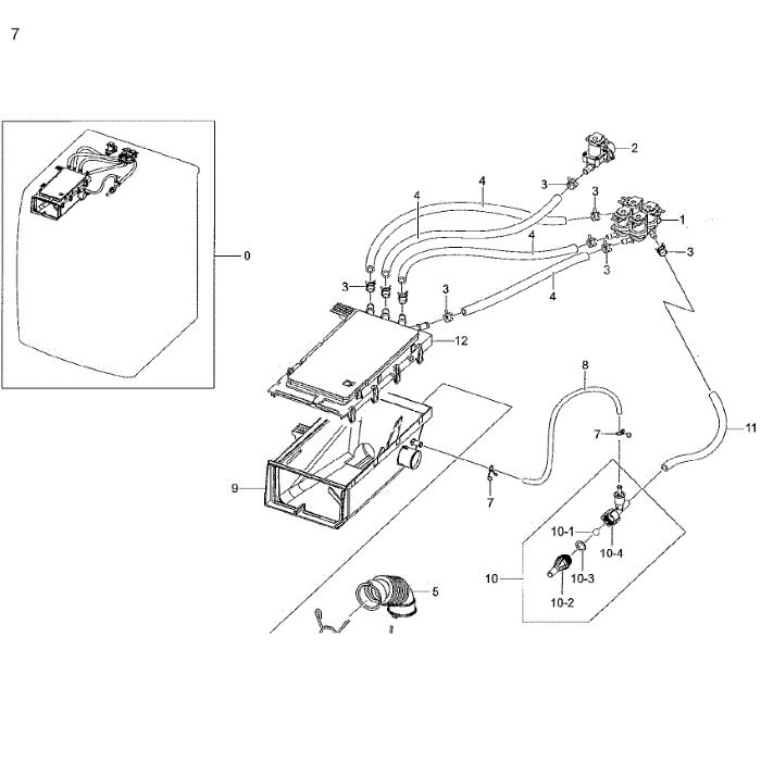 Housing-Drawer Diagram and Parts List for A2-01 Samsung Washer