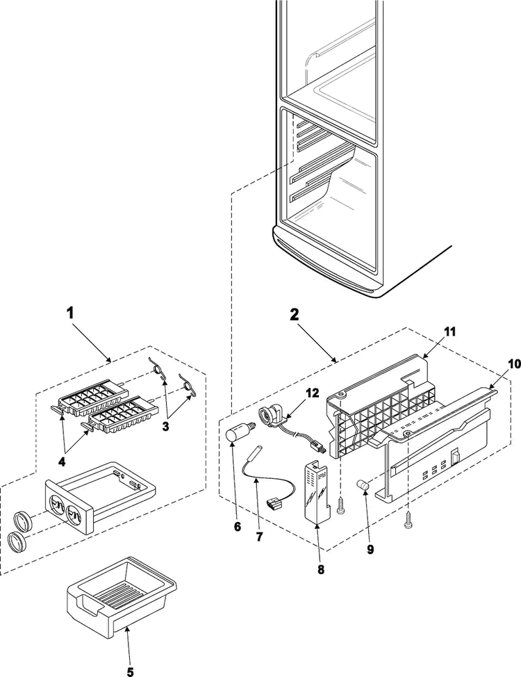 Ice Maker Diagram and Parts List for XAA Samsung Refrigerator