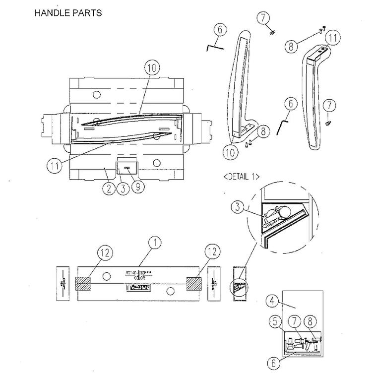 Handle Parts Diagram and Parts List for 11171215610  Kenmore Refrigerator