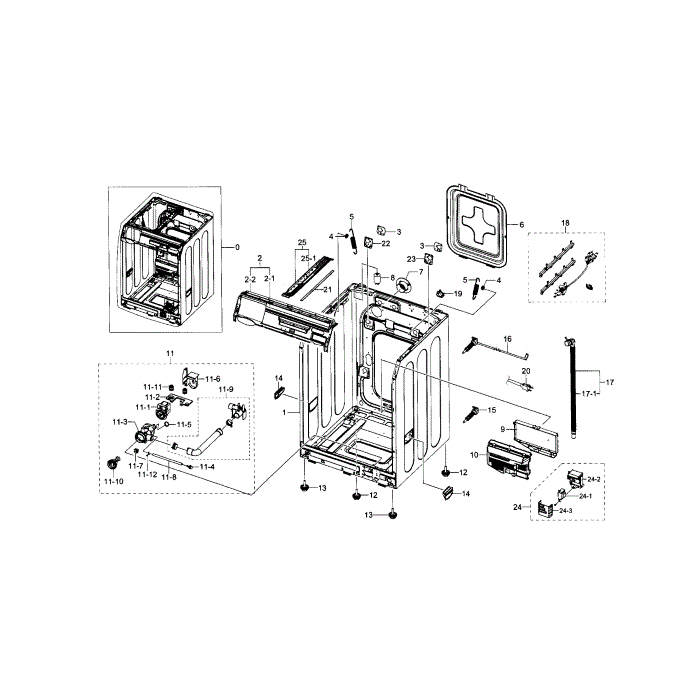 Frame And Cover Diagram and Parts List for XAA-00 Samsung Washer