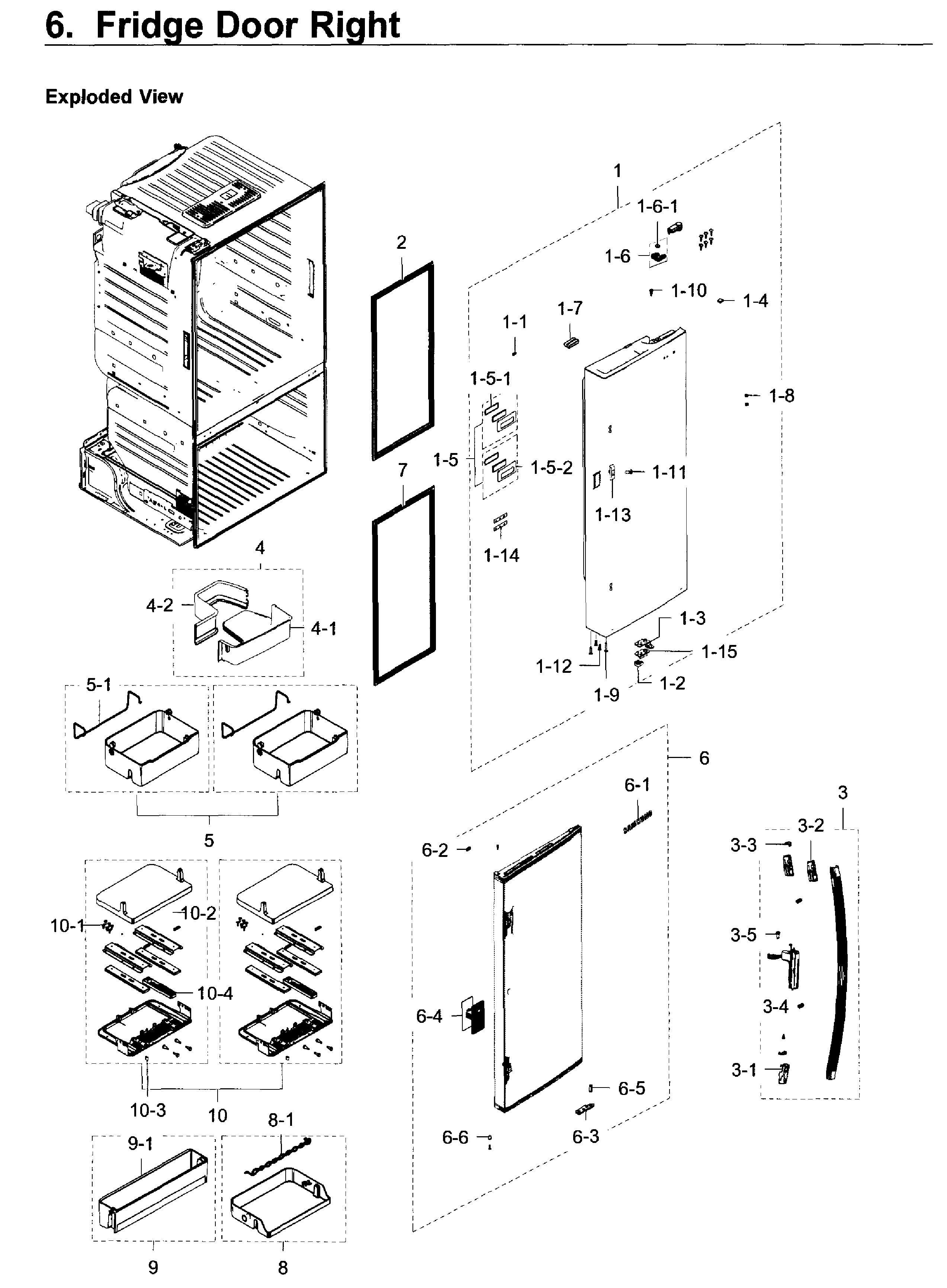 Fridge Door R Diagram and Parts List for AA-0008 Samsung Refrigerator