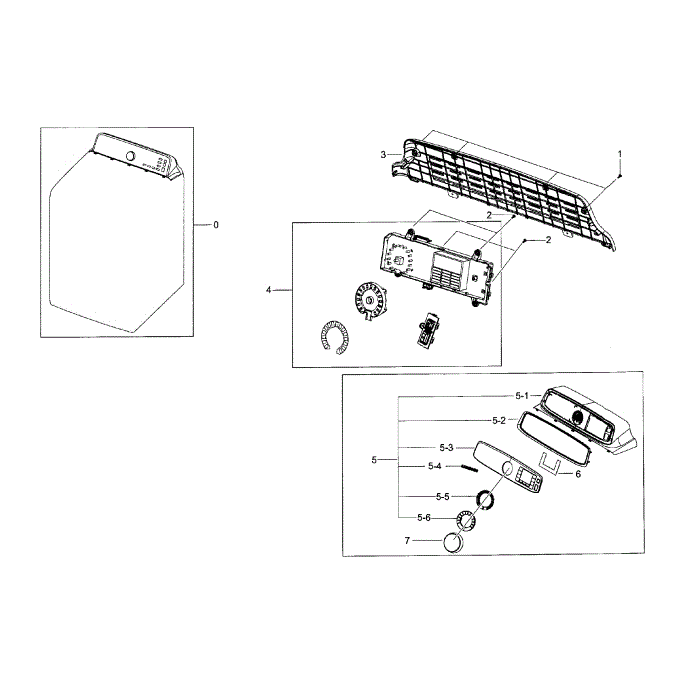 Control Panel Diagram and Parts List for A2-00 Samsung Dryer