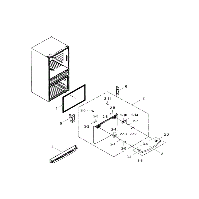 Door-Freezer Diagram and Parts List for AA-0002 Samsung Refrigerator