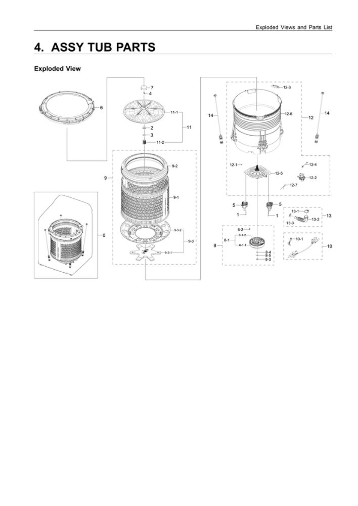 Tub Assembly Diagram and Parts List for US-01 Samsung Washer