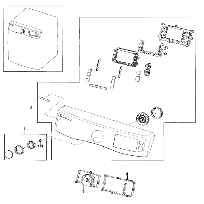 Control Panel Diagram and Parts List for DV511AER XAA-01 Samsung Dryer