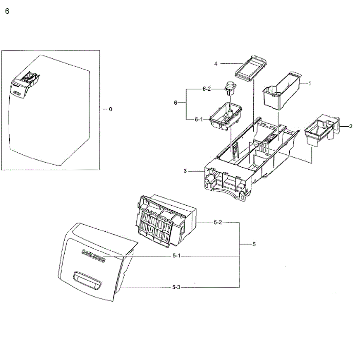 Drawer Diagram and Parts List for A2-01 Samsung Washer