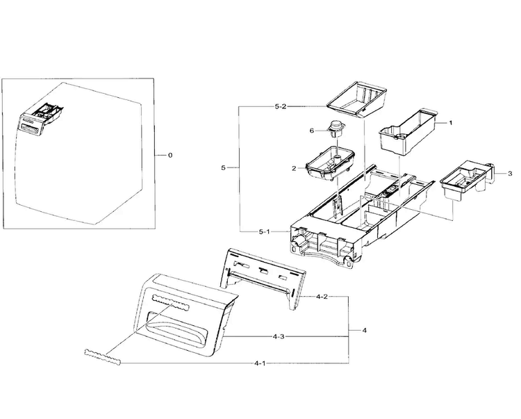 Drawer Diagram and Parts List for XAA-0001 Samsung Washer