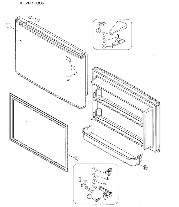 Freezer Door Diagram and Parts List for 11171212610  Kenmore Refrigerator