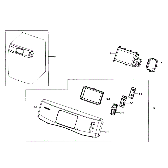 Control Panel Diagram and Parts List for DV457EVGSGR AA-01 Samsung Dryer
