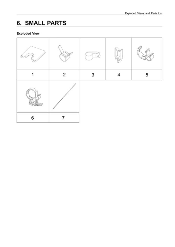 Small Parts Diagram and Parts List for US-02 Samsung Washer