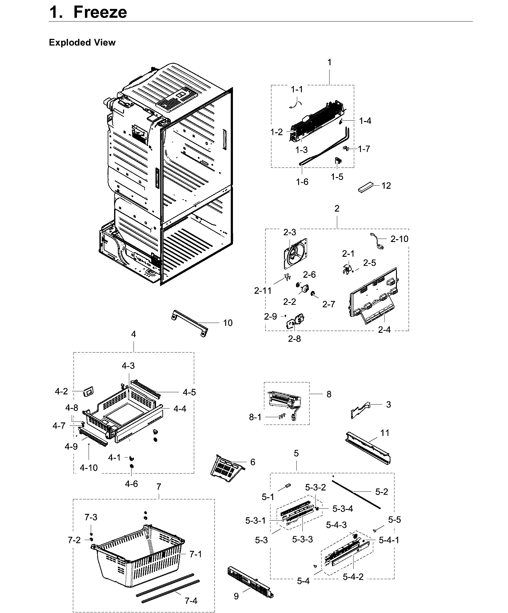 Freezer Diagram and Parts List for AA-0000 Samsung Refrigerator
