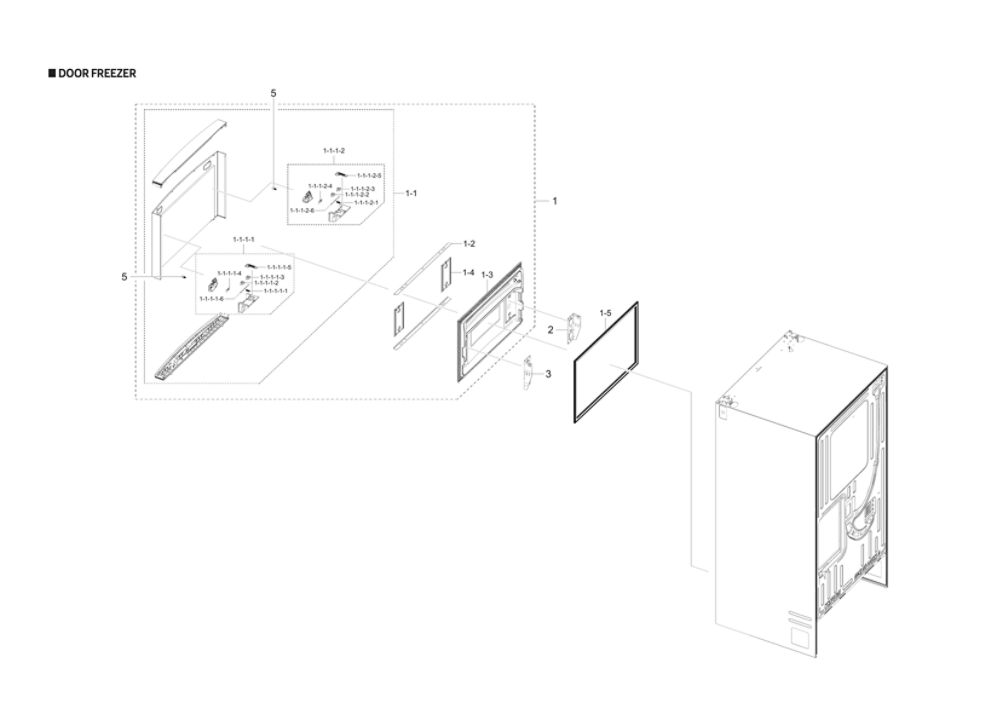 Freezer Door Parts Diagram and Parts List for AA-00 Samsung Refrigerator
