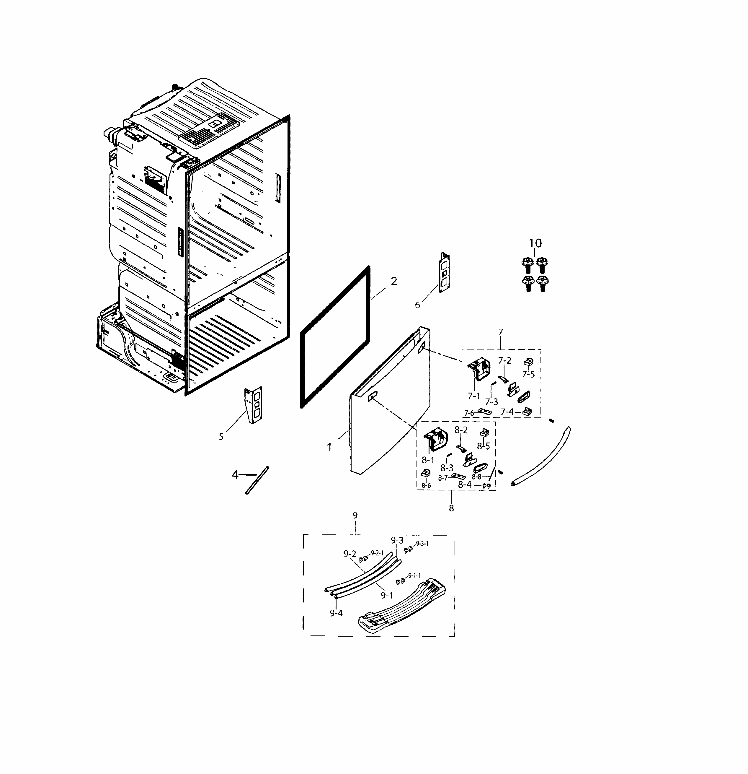 Door-freezer Diagram and Parts List for AA-0000 Samsung Refrigerator