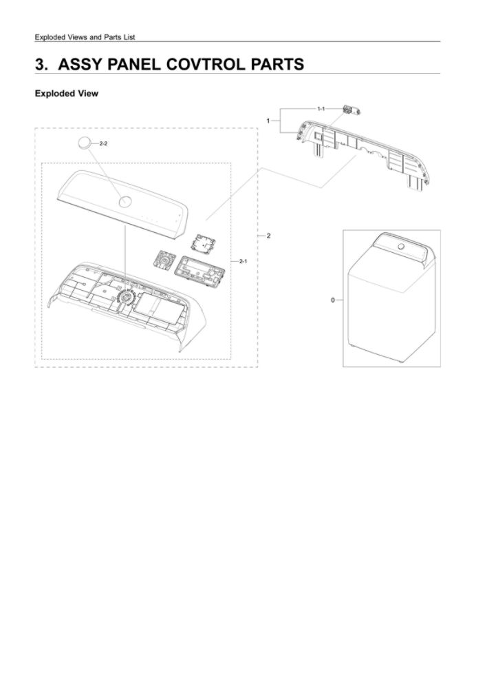 Control Panel Assembly Diagram and Parts List for US-01 Samsung Washer
